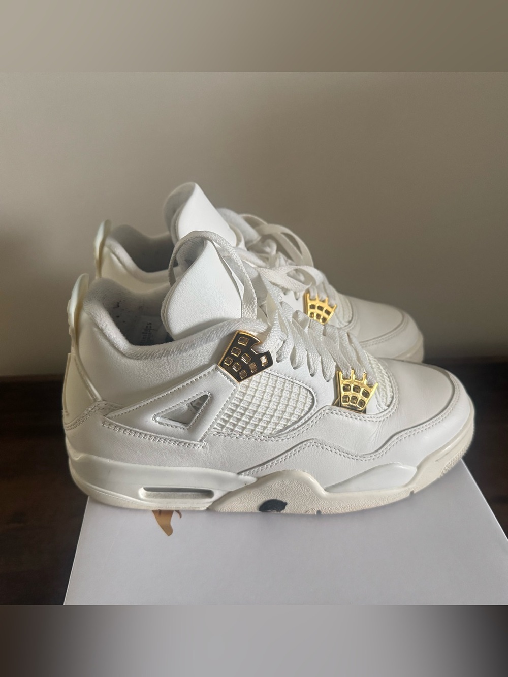Jordan Women's White Sneakers with Gold Hardware